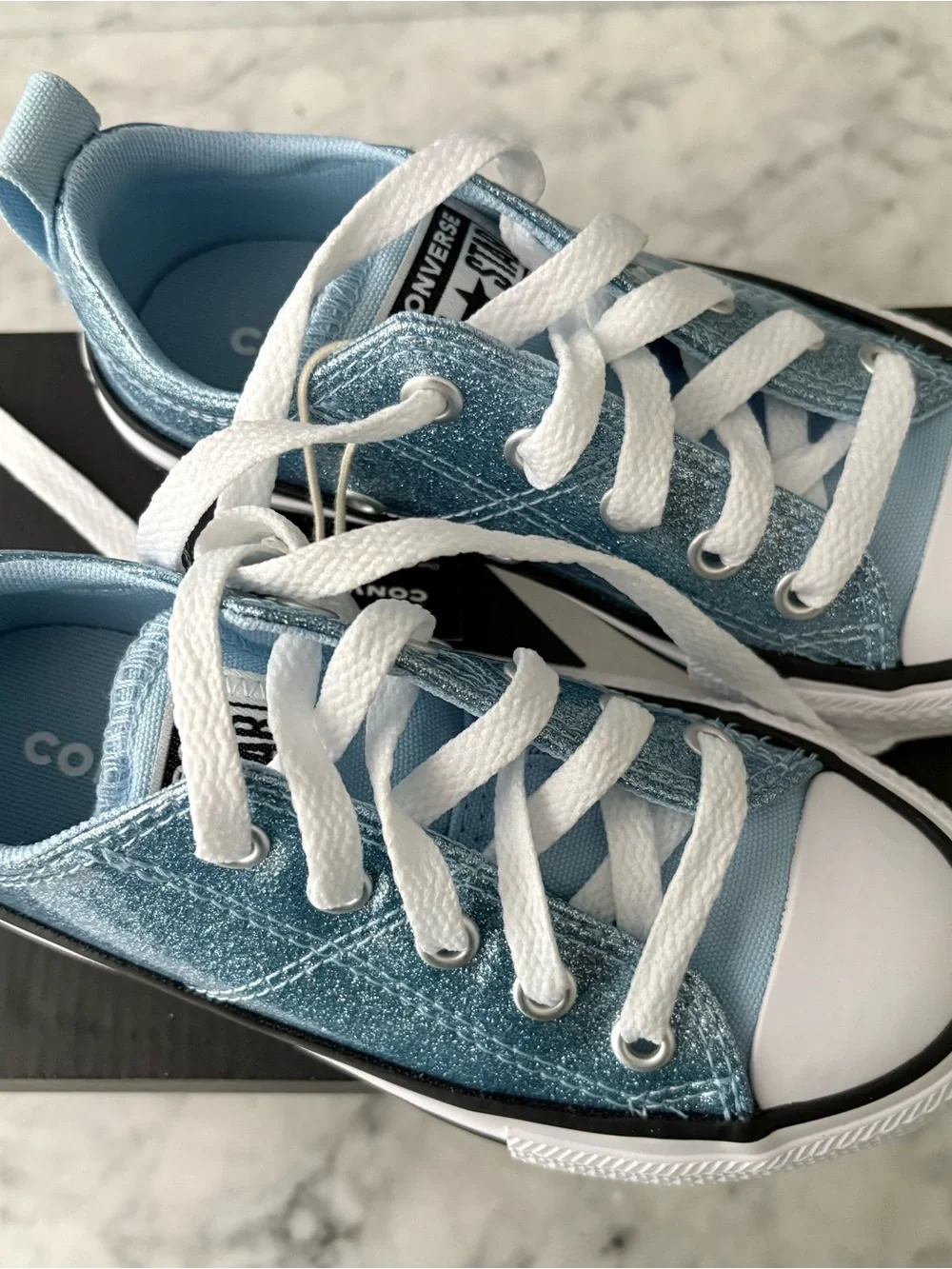 Converse Chuck Taylor All Star Madison Ox Blue Glitter Lace Up Shoe 11 12 or 2 Y